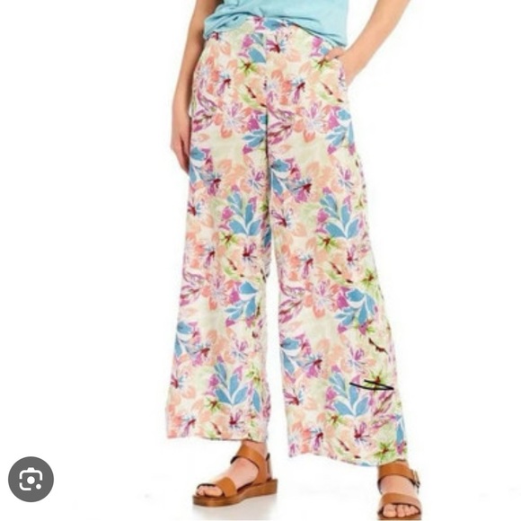 NWT Roxy Midnight Avenue High Floral Print Wide Leg Pants Size XS Beach Boho - Picture 1 of 7